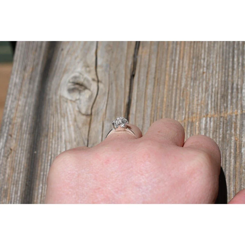 Herkimer Diamond Ring Rustic dainty unique alternative simple boho minimalist na